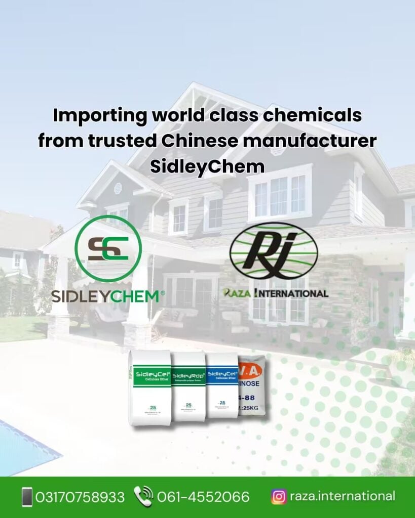 SIDLEYCHEM celebrates 5 years of trusted partnership with Raza International in Pakistan, supplying high-quality construction grade cellulose ethers for tile adhesives, wall putty, cement & gypsum-based mortars. Reliable quality, local support.
